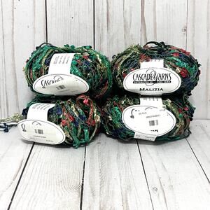 Cascade Yarns Malizia Color 06 Red Green Blue & Tan 54 yds Ea Lot of 4 Skeins
